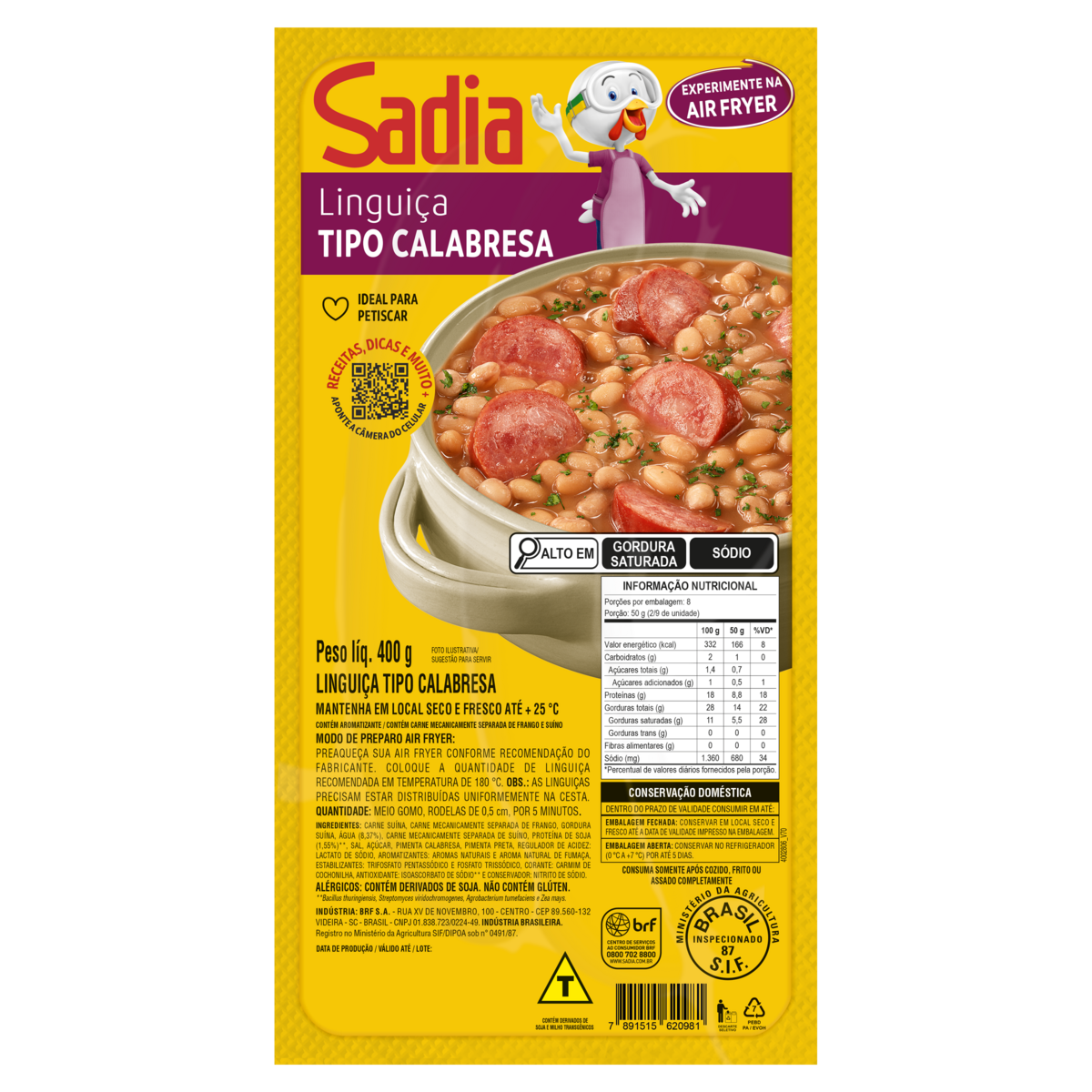 Linguiça tipo calabresa Sadia 400g