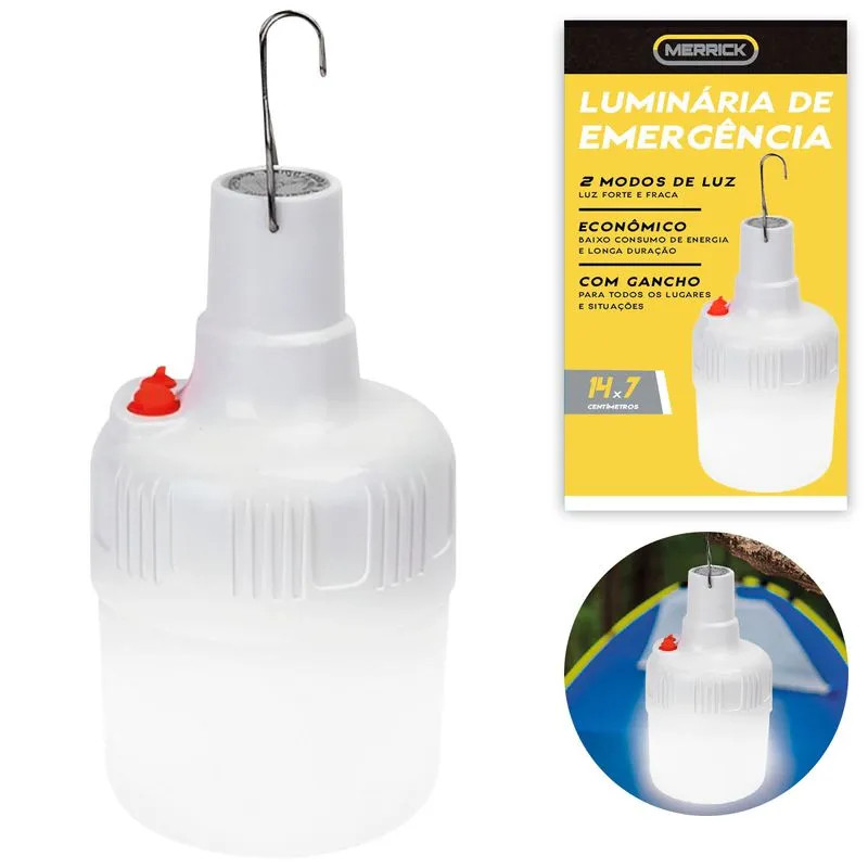 Lumínária De Emergencia c/ gancho 14x7 cm Plástico 