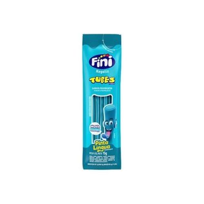 Bala Fini Tubes Pinta Lingua Framboesa Embalagem 15g