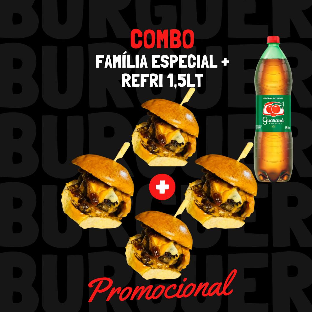 COMBO FAMILIA ESPECIAL + REFRI 1,5LT (4 UNI)