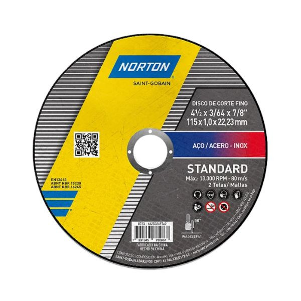 Disco de Corte Inox 115mm x 1,0mm x 22,23mm Linha STD
