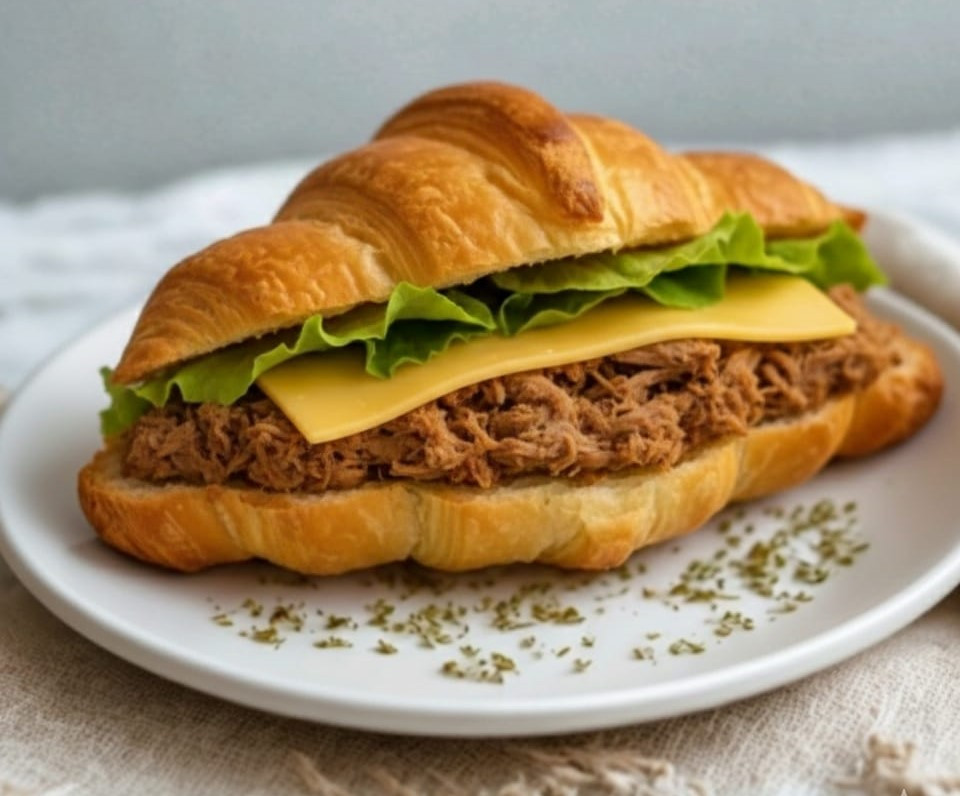 SANDUICHE DE CROISSANT (COSTELA E CEBOLA CARAMELIZADA)