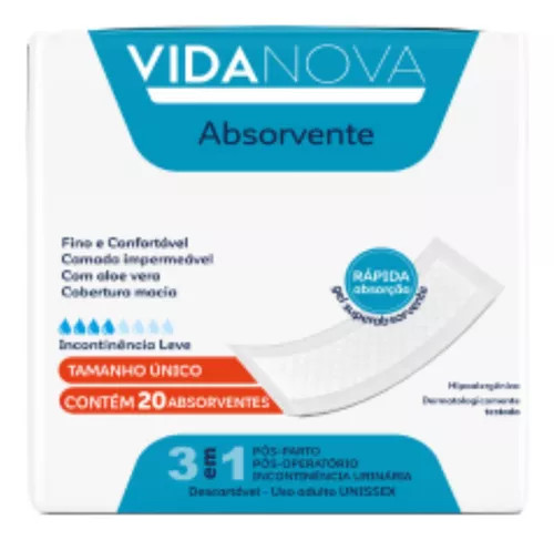  Absorvente Vida Nova - Tamanho Único - Com 20 Unidades