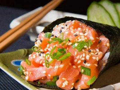 Temaki Salmão e camarão