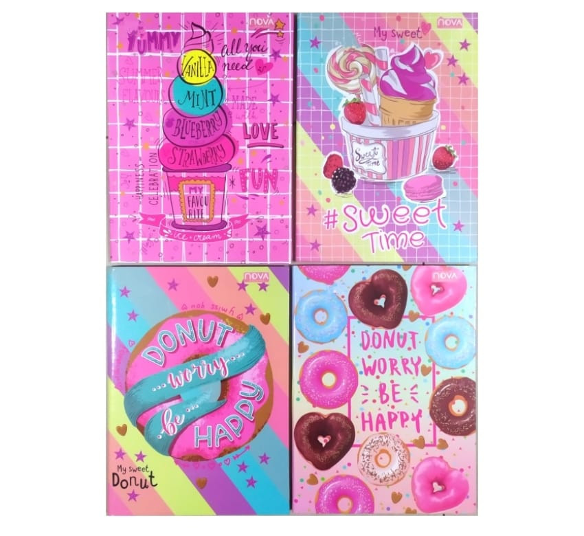 CADERNO C/ PAUTA COSTURADO 96FLS FEM. NOVA SWEET TIME