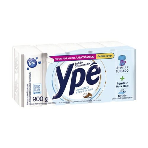 Sabão em Barra Glicerinado de Coco Ypê 180g com 5un