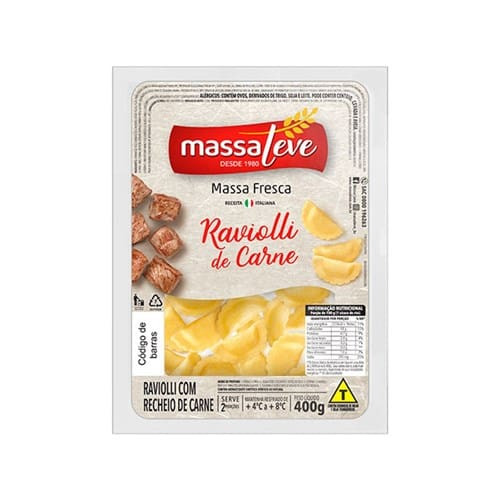 Massas Frescas Massaleve Ravioli de Carne Embalagem 400g