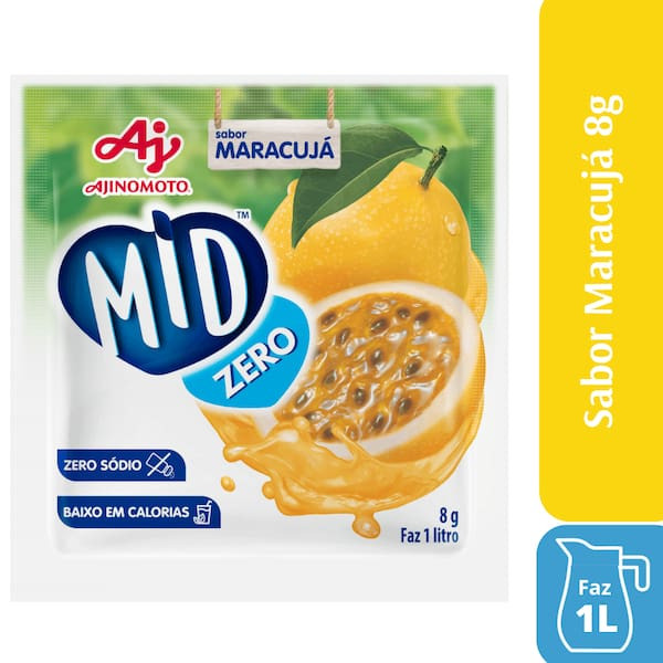 Refresco Em Pó Sabor Maracujá Zero Mid 8g