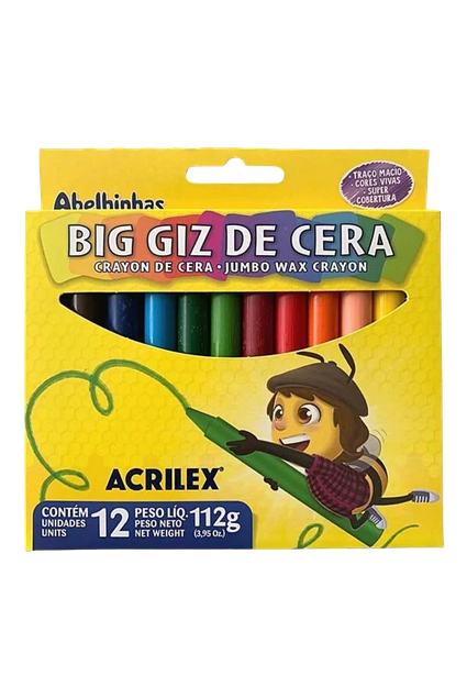 Giz de cera big acrilex c/ 12 cores 
