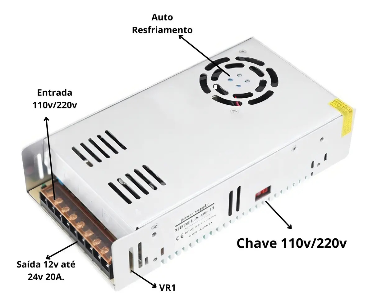 Fonte Chaveada 12v 50a Bivolt
