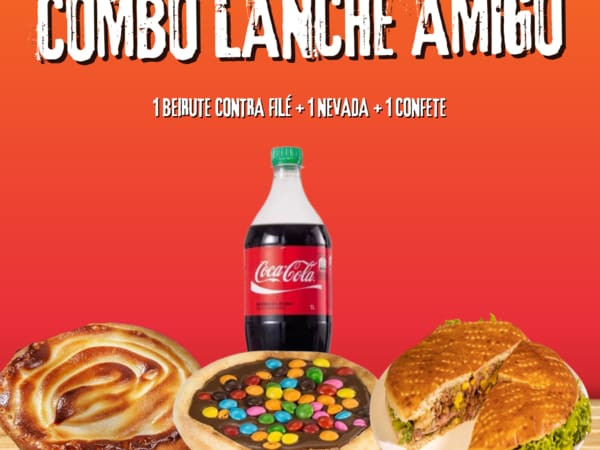 Combo Lanche Amigo (1 Beirute contra filé + Esf 1 nevada + 1 de Confete)