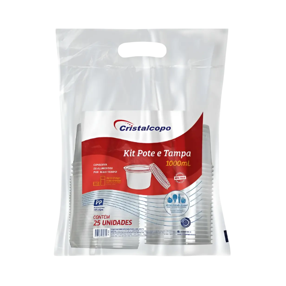 KIT POTE CRISTALCOPO 1000ML REDONDO C25