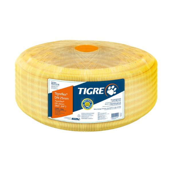 Eletroduto Flexível Tigreflex 25mm Amarelo por Metro