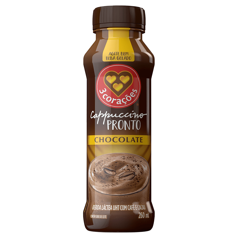 CAPPUCCINO PRONTO 3CORAÇOES CHOCOLATE 260ML