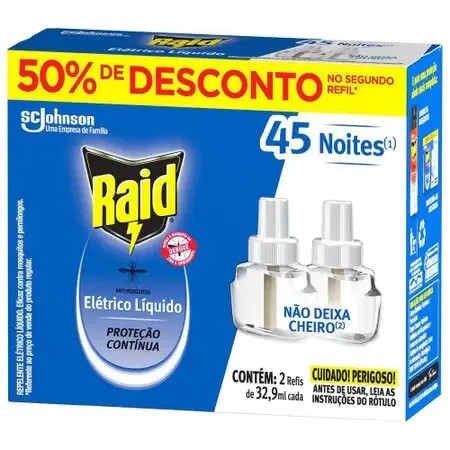 REPELENTE RAID LIQUIDO REFIL 32,9ML C/2UN