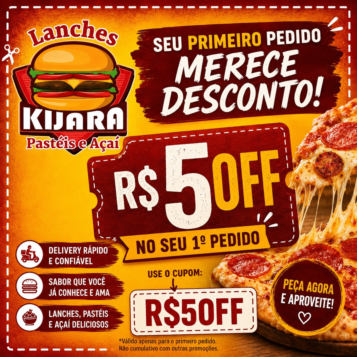 Cupom de R$5,00 OFF no frete no Primeiro Pedido. Código: entrega