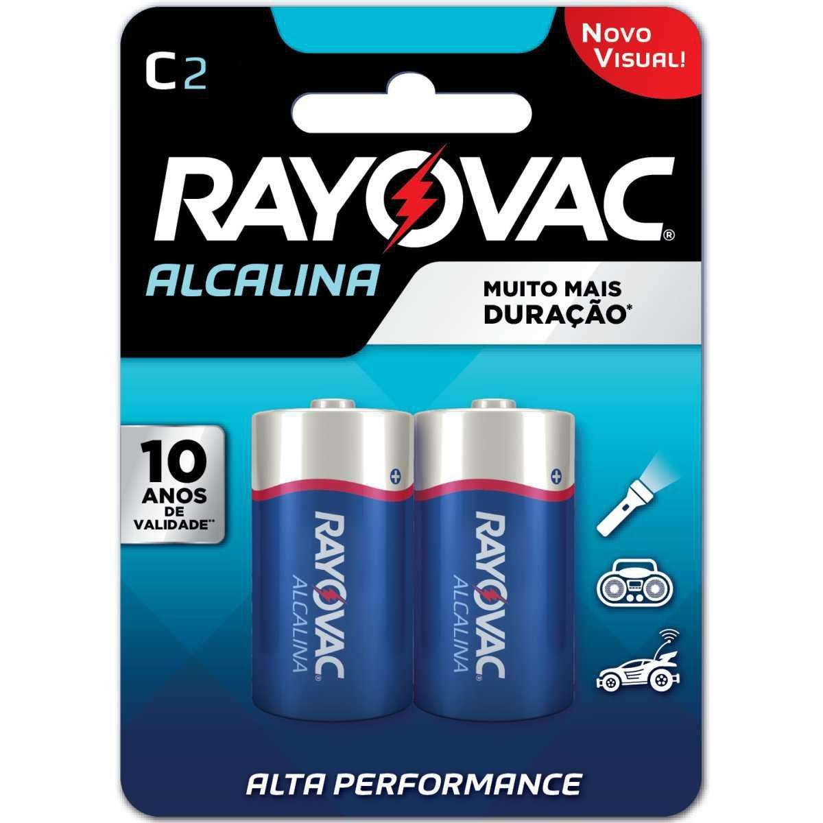 PILHA RAYOVAC ALCALINA "C2" (MEDIA) C/2UN