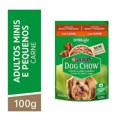 Ração para Cães Adultos Raças Pequenas Sabor Carne Ao Molho Dog Chow 100g