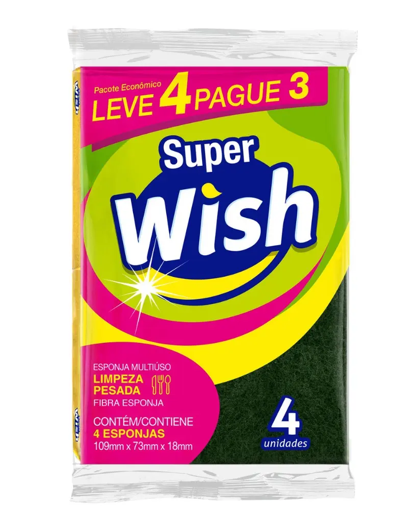 Esponja Multiuso Super Wish - 4 unidades
