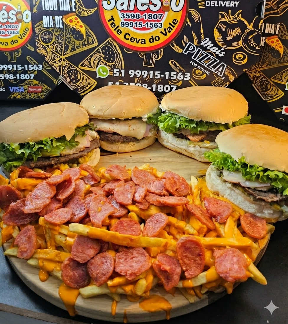Combo de 4 xis  + fritas + recheio + queijo