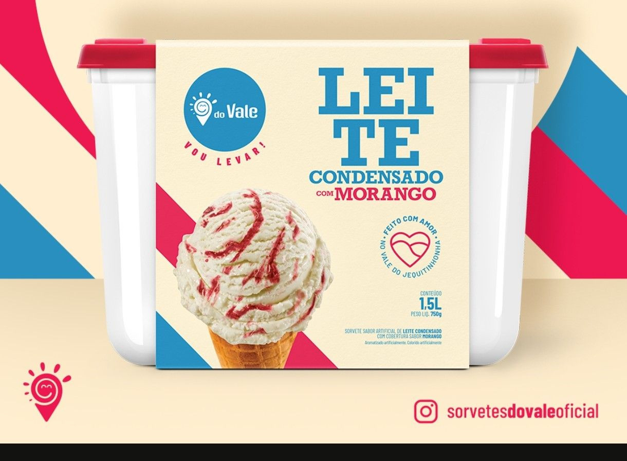 SORVETE 1.5L LEITE CONDENSADO C/ MORANGO 