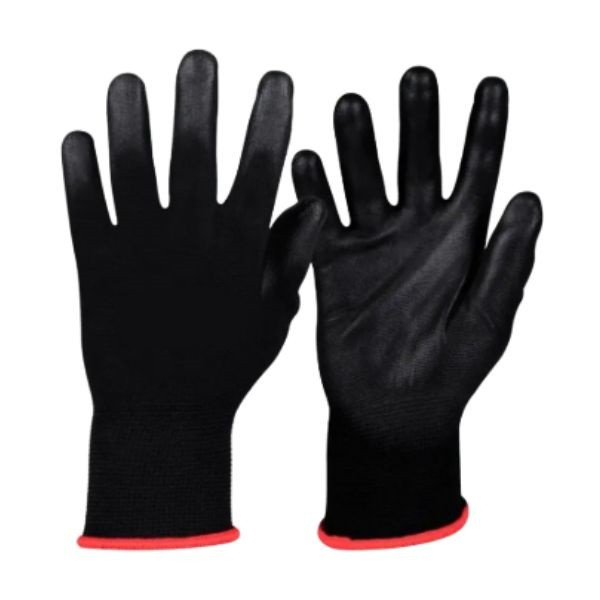 Luva de Proteção PU Preta Poliéster WK29 Tam 9 (G)