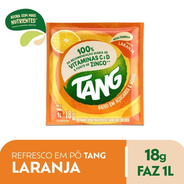Refresco em Pó Sabor Laranja Tang 18g