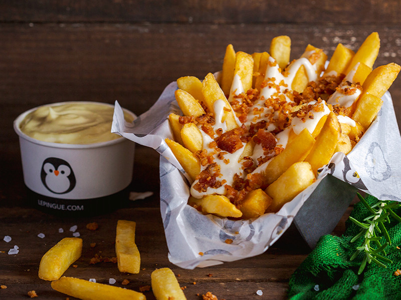 Fritas com Molho de Queijo e Bacon