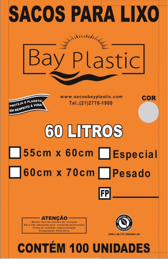 Sacos de Lixo 60L Pesado C/100 Bay Plastic