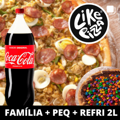 1 PIZZA SPF (45CM) + 1 PIZZA PEQUENA (25CM) + REFRI 2L
