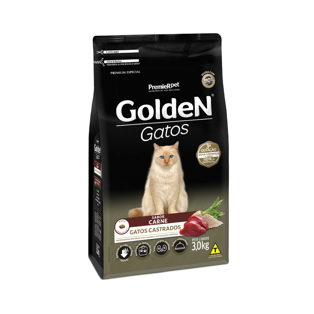 Golden Gatos Castrados Carne 3kg
