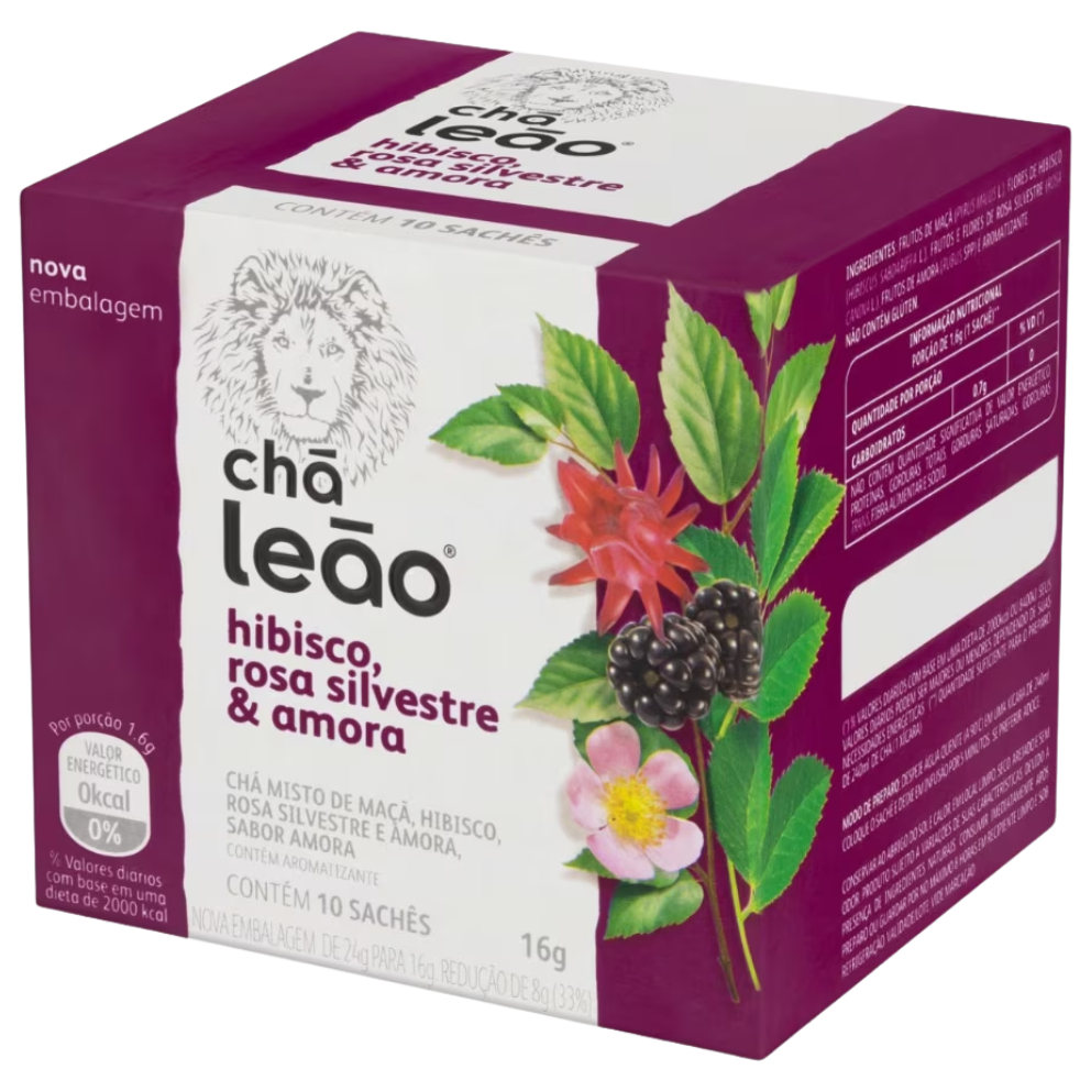 CHA LEAO HIBISCO, ROSA E AMORA 16G C/10UN