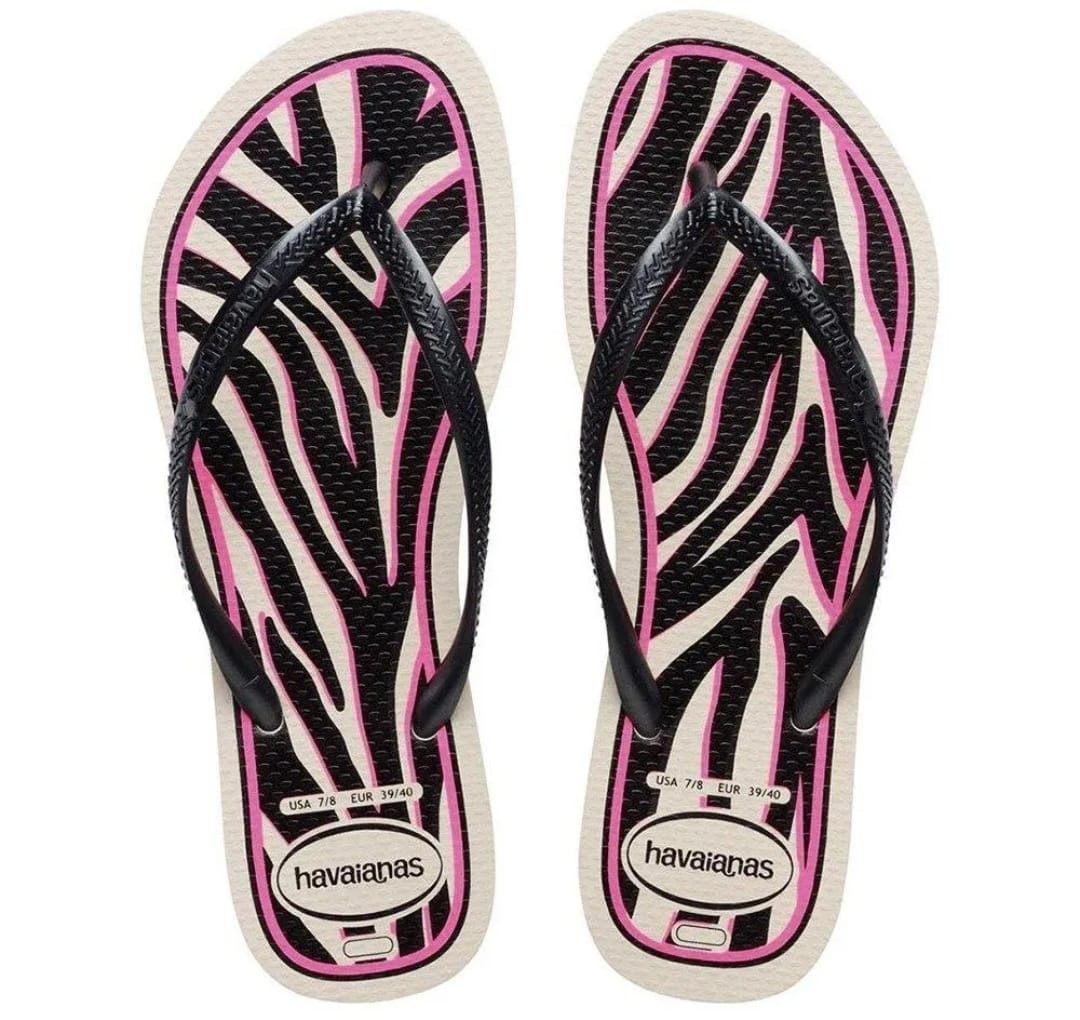 CHINELO HAVAIANAS SLIM ANIMALS BEGE/CINZA 