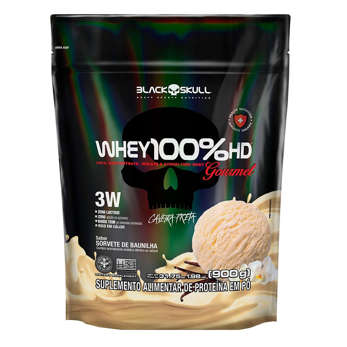Whey 100% Hd Baunilha Refil Black Skull 900g