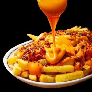 BATATA C CHEDDAR E FAROFA DE BACON