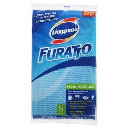 Pano de Limpeza Limppano Furatto Azul Embalagem 5 Un