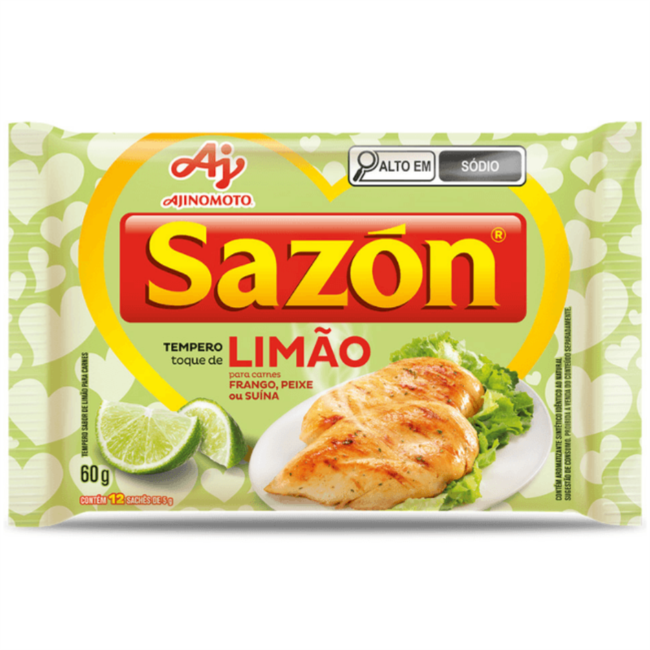 TEMPERO EM PO SAZON "LIMAO" 60G (VERDE/BRANCO)