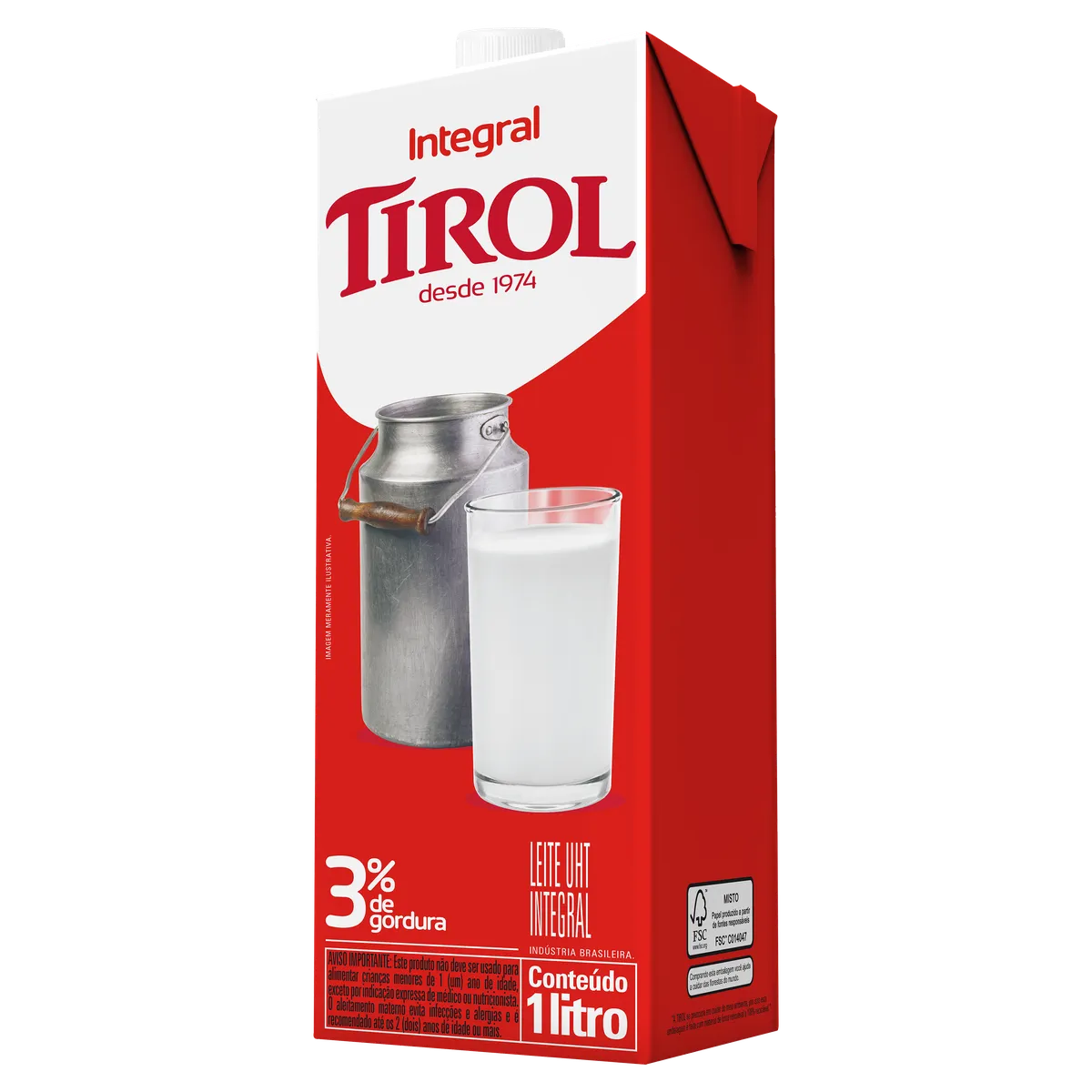 Leite Longa Vida Tirol Integral C/Tampa 1l