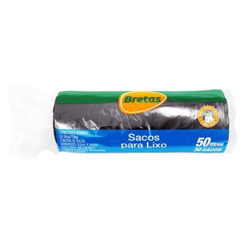 Saco para Lixo Rol Preto 50l Bretas com 30un