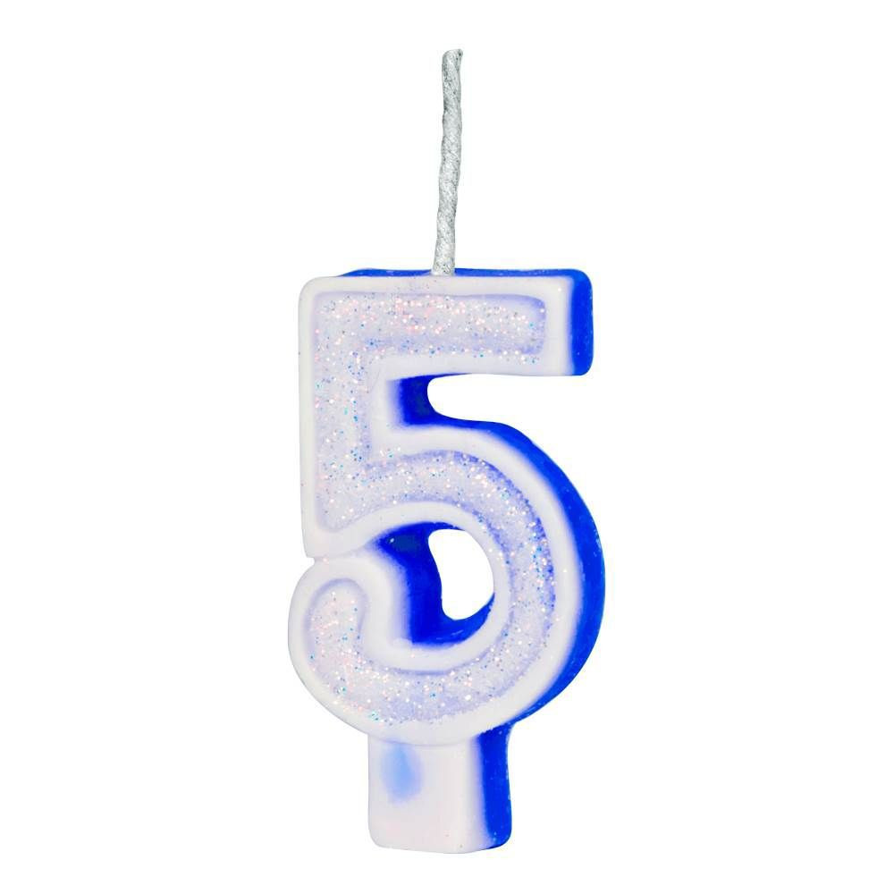 VELA GLITER REGINA Nº5 AZUL