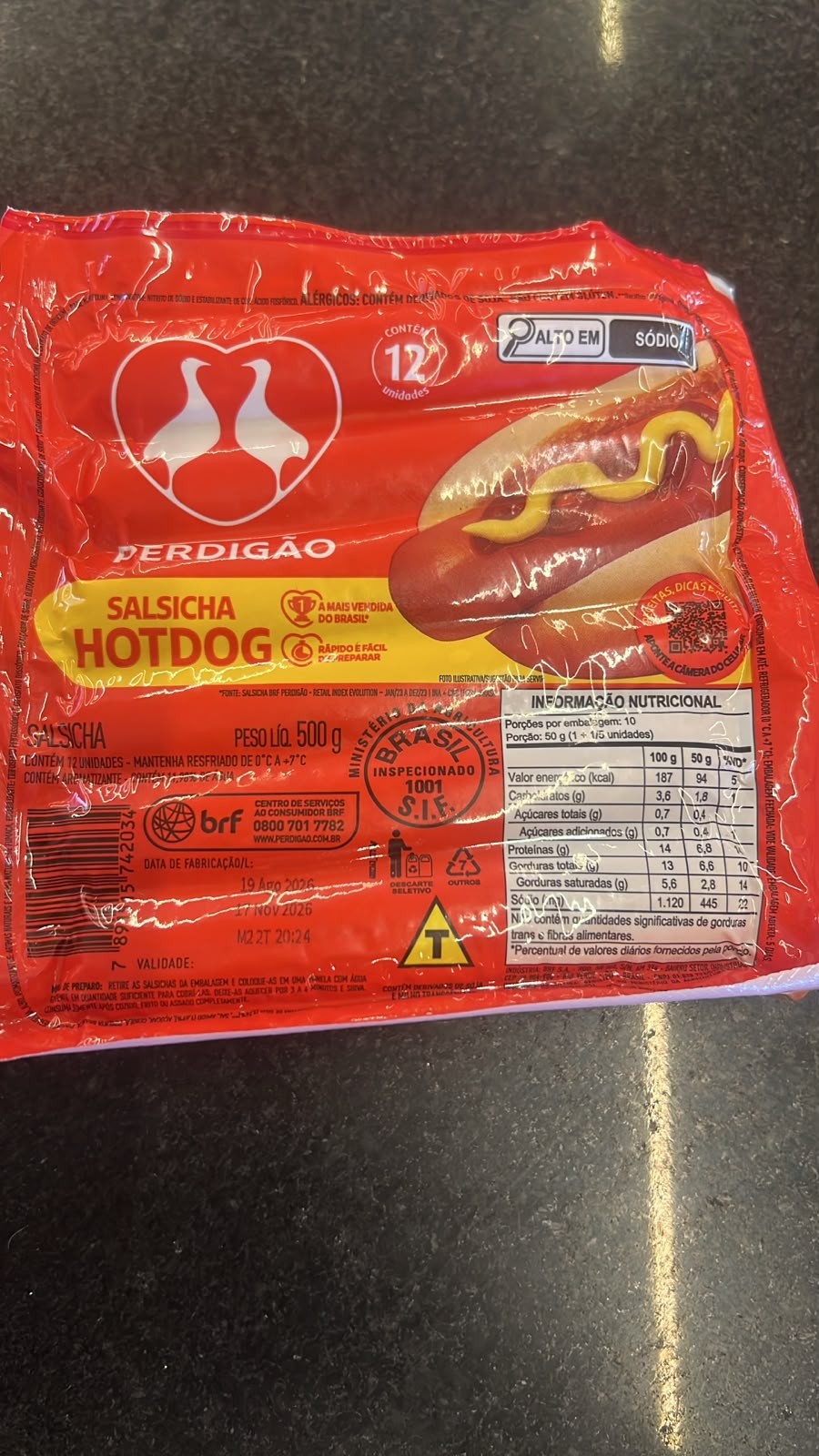 2439 - Salsicha hot dog perdigão 500 g