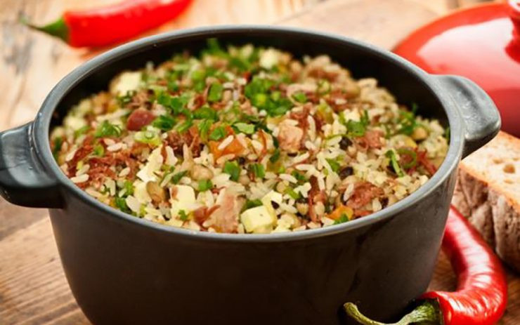 Baião  de dois   com  toscana  assada G