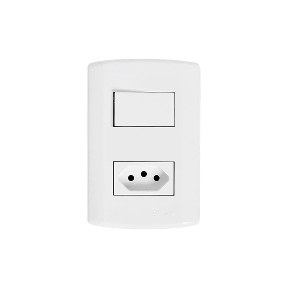 INTERRUPTOR SIMPLES + TOMADA 2X4C/PL PLUZIE