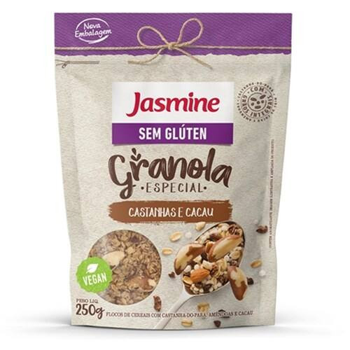 Granola Jasmine Castanhas com Cacau sem Glúten Embalagem 250g