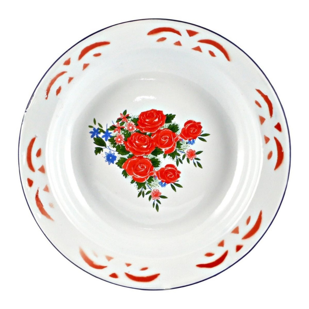 PRATO ESMALTADO DECORADO 22CM