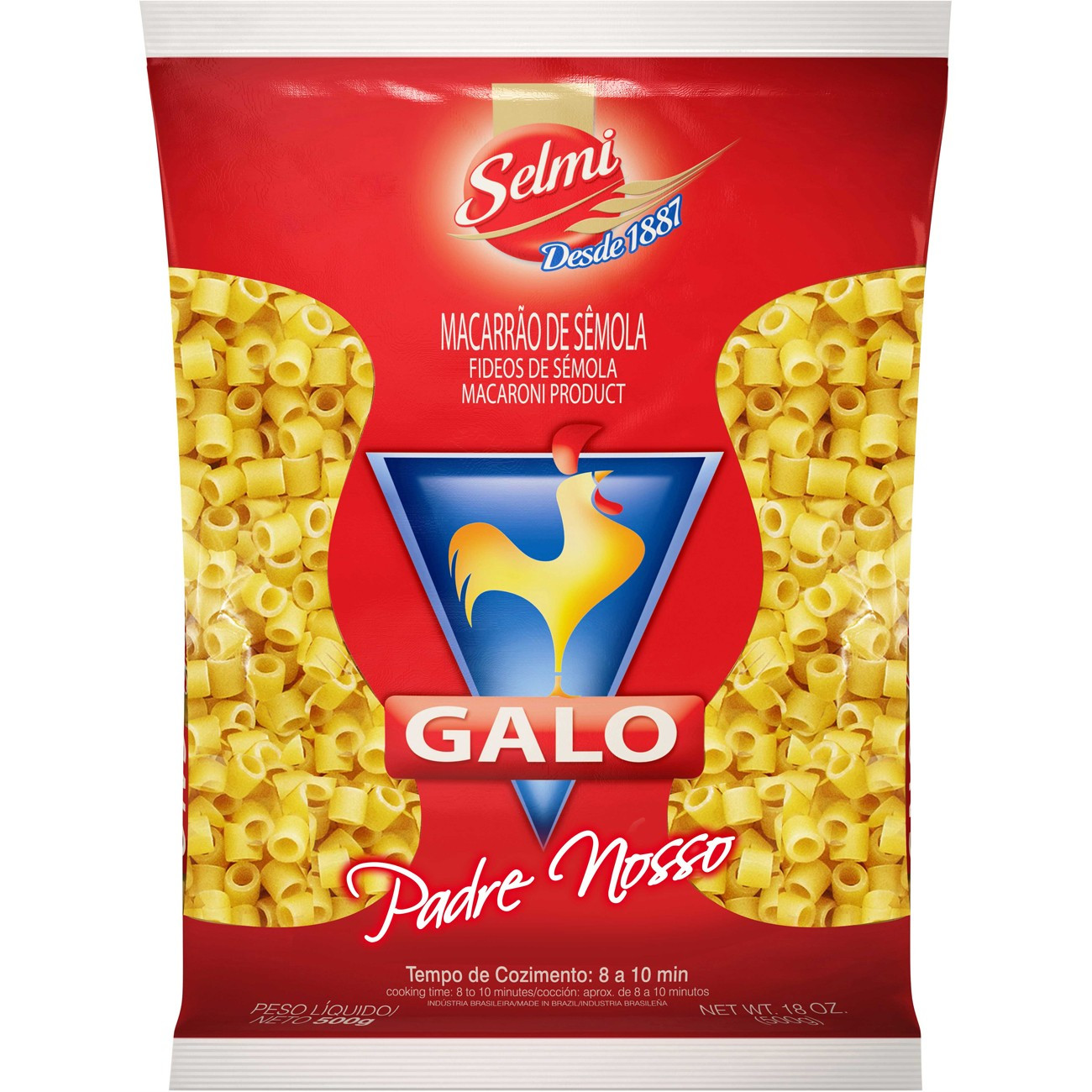 MACARRAO SEMOLA GALO PADRE NOSSO 500G (VERMELHO)