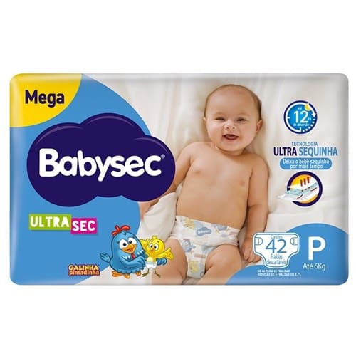 Fralda Descartável Tamanho P Ultrasec Babysec com 42un