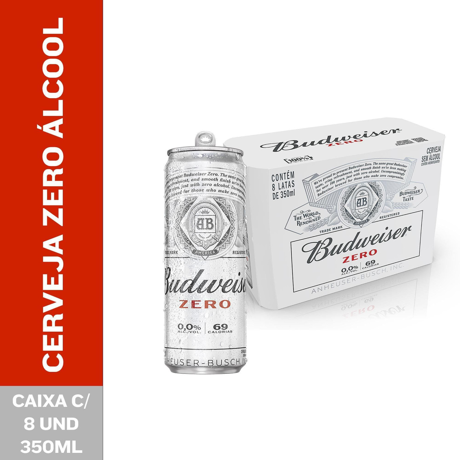 CERVEJA BUDWEISER ZERO LT 350ML PACK 8 UN