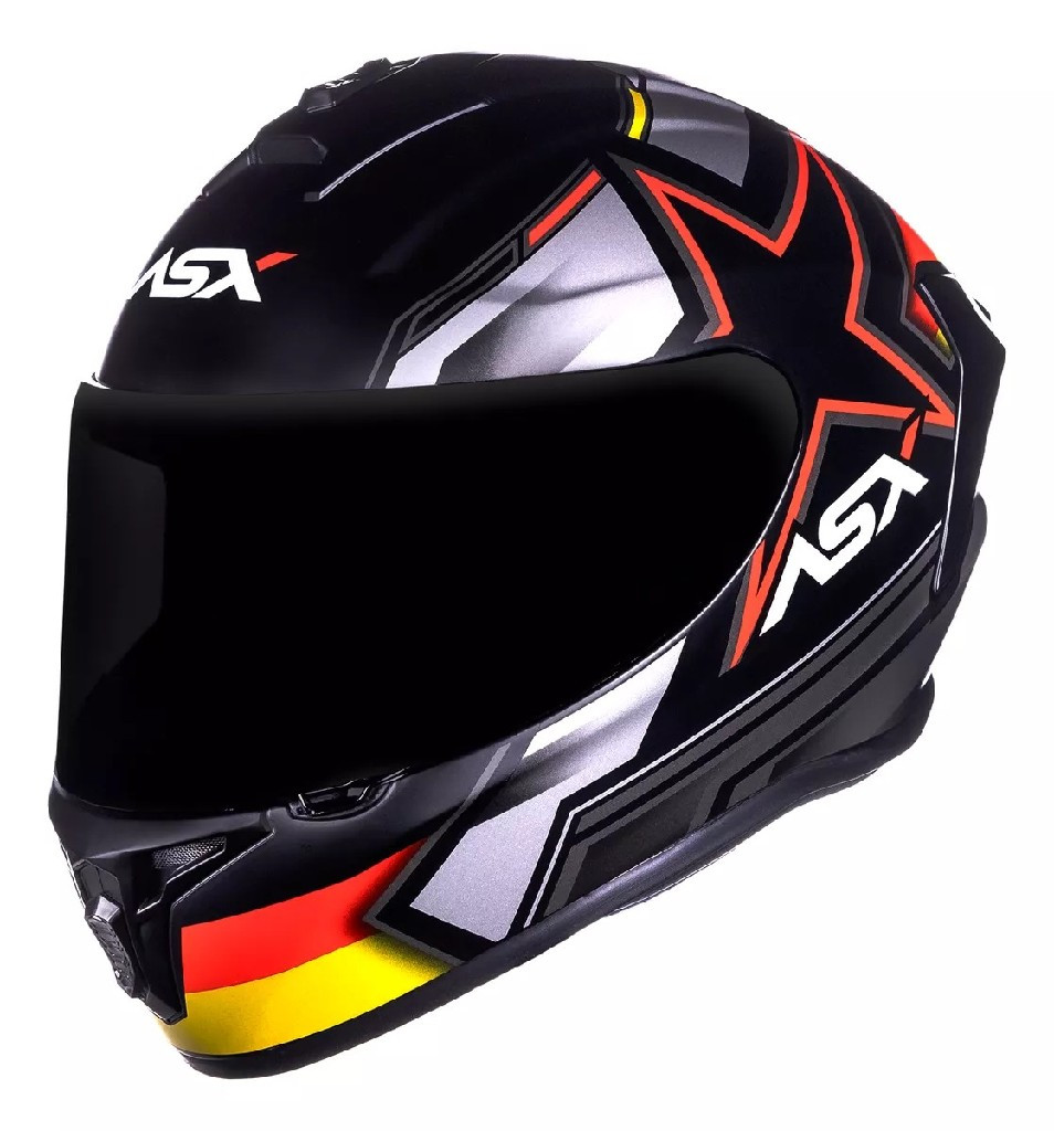 CAPACETE ASX DRAKEN PILOT PRETO FOSCO/VERMELHO/AMARELO 58/M