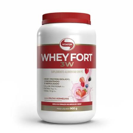 Whey Fort 3w Frutas Vermelhas Pt 900g Vitafor